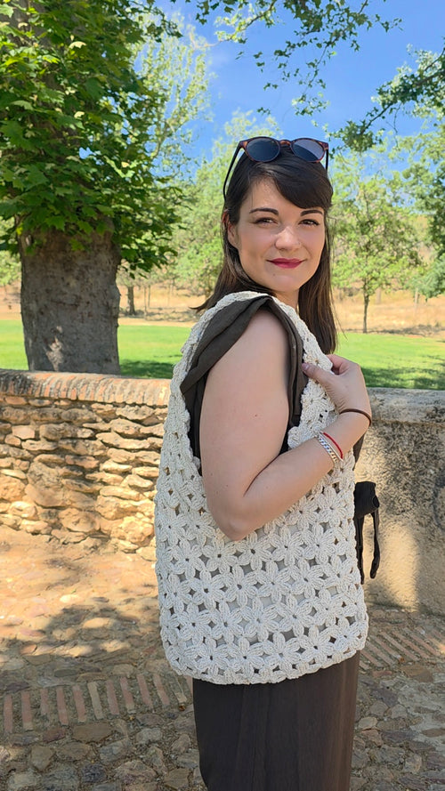 Bolso flores Crochet